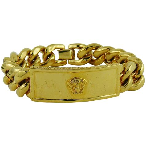 versace gold chain bracelet|versace goldtone double curb chain.